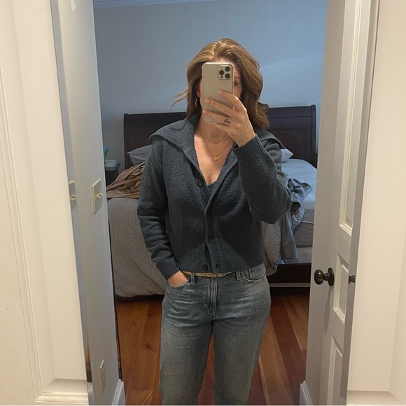 Jcrew Collared cotton-blend bouclé cardigan sweater and cropped sweater tank MED - Picture 10 of 10